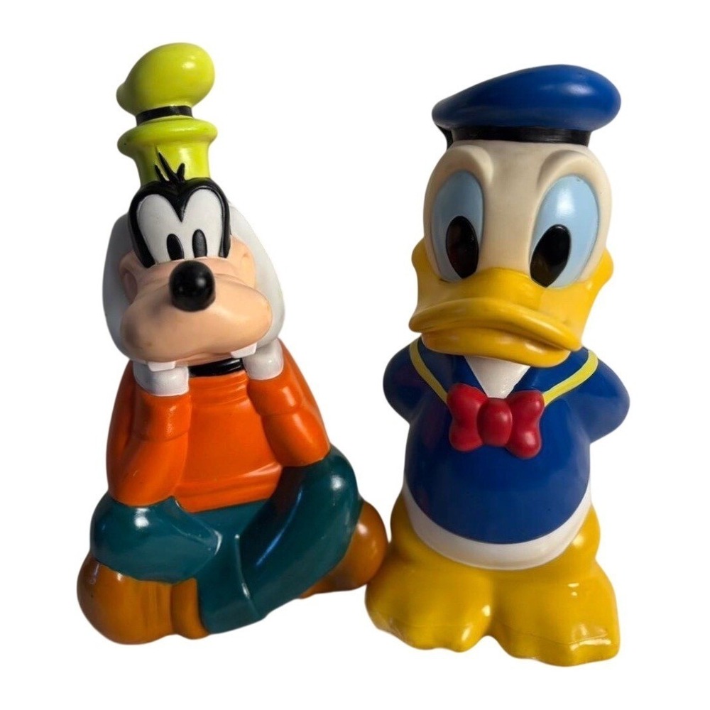 Disney Goofy Donald Duck Vtg Water Bottle Sippy Cup Figures Retro Decor Classic